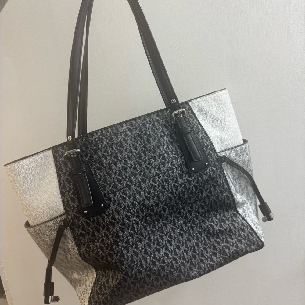 Michael Kors Black and Silver MK Logo Tote